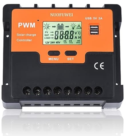 Zonne-laadregelaar 100 A met Temperatuursensor en USB-poorten voor 12V, 24V en 48V Systemen