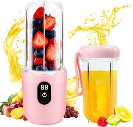 Draagbare Mixer - Elektrische Citruspers - Onderweg Mixen - Digitaal Display - 500 ml - Roze