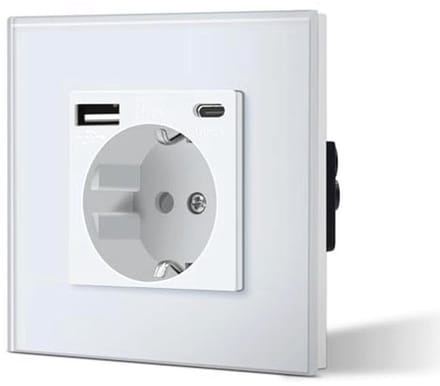 Wit Inbouw Schuko Stopcontact 3-in-1 met USB Laadstation en Type C Adapter