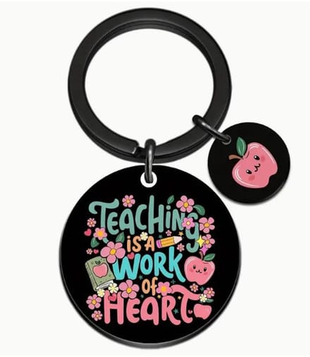Sleutelhanger juf- meester | kado juffendag, afscheid | Teaching is a work of heart.