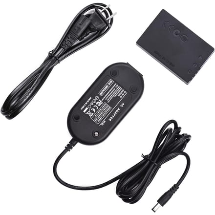 Andoer DR-E12 Dummy Batterij AC Stroomadapter Camera Voeding met Stekker Vervanging voor US plug zwart