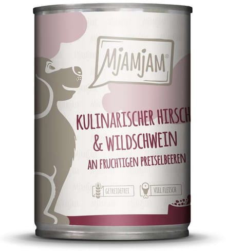 MjAMjAM Dog - Leckere Mahlzeiten Dose 6x400g | Hirsch & Wildschwein