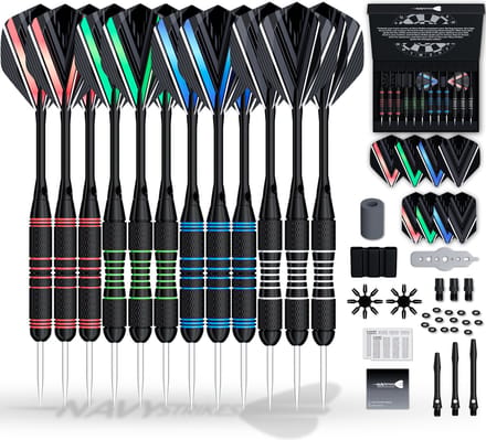 Navy Strikes Dartpijlen Set - 23 24 25 Gram - 12 Darts - 2 Soorten Grip - 108 Delige Dartset