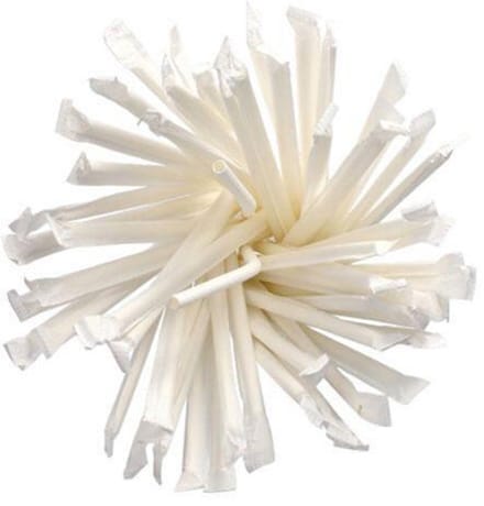100 Drinkrietjes, flexibel, papier pure Ø 6 mm · 20 cm wit per stuk verpakt