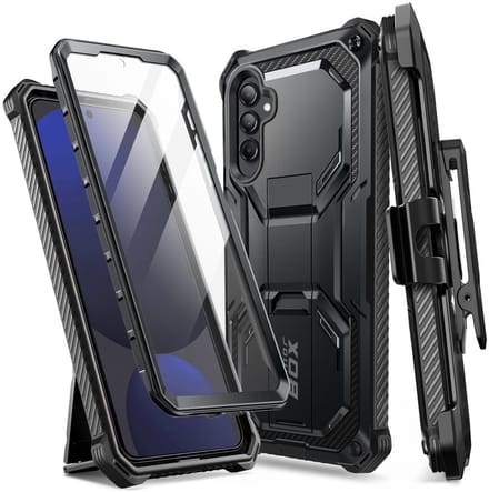 Armorbox hoesje met screenprotector geschikt voor Samsung Galaxy S24 FE - Zwart