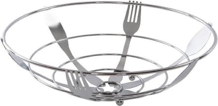 Items fruitschaal - zilver - metaal - 26v cm - rond - fruitmand