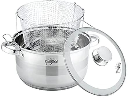 Rvs Frituurpan Set 3-delig - 24 cm, 6.6 L, Inductie, Antibacterieel