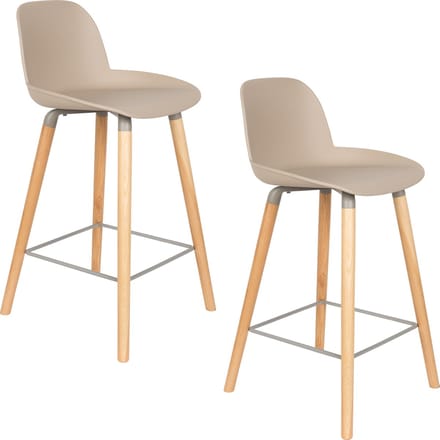 Zuiver Albert Kuip Barkrukken rugleuning 65 cm Taupe - Set van 2