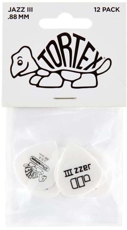 Jim Dunlop Tortex - Plectrums - Pitch Black Jazz III - 0,88 mm - Player's Pack 12 Stuks