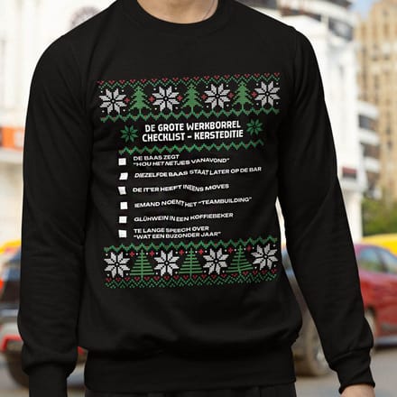 Kerst Trui Zwart Kerstborrel - De Grote Werkborrel Checklist Kersteditie 2XL