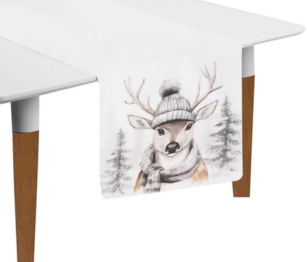 Dekoratief | Tafelloper 'Winter Deer', stof, 148x40cm | A255480