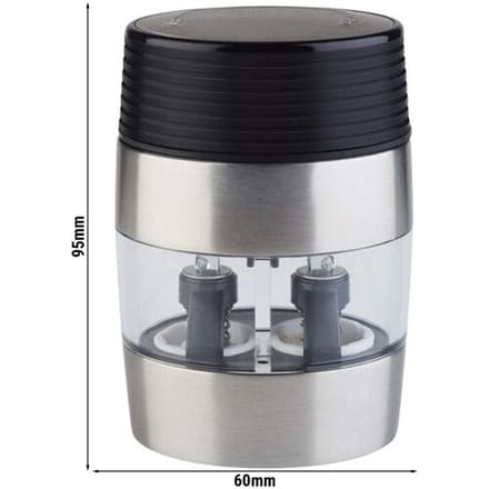 GGM Gastro (6 Stück) 2in1 Salz & Pfeffermühle - Edelstahl - Höhe: 95mm - Silber