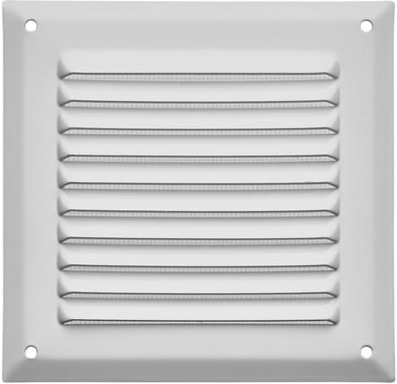 SOTECH aluminium ventilatierooster 140 x 140 mm wit met muggengaas Ventilatierooster voor opschroefbare montage