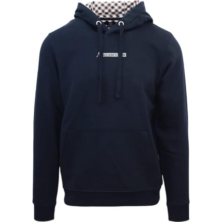 Aquascutum Heren Belettering Hoodie (Marine)