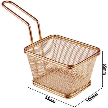 GGM Gastro (6 Stück) Servier Frittierkorb - SNACKHOLDER - Edelstahl - 100x85mm - Kupfer