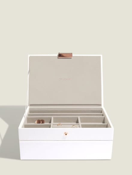STACKERS WHITE & ROSE GOLD - Sieradendoos - Juwelendoos - Sieradenhouder - Sieraden Organizer - 2-set