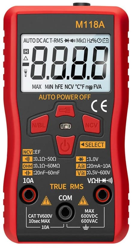 Digitale Multimeter - Testinstrument - Elektronica Meten - Automatische Scanning - 6000 Counts - Rood