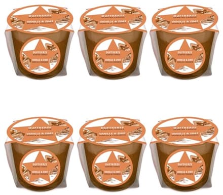 Mini geurkaarsen set van 6 - Vanille Kaneel kersteditie, luxe cadeauverpakking