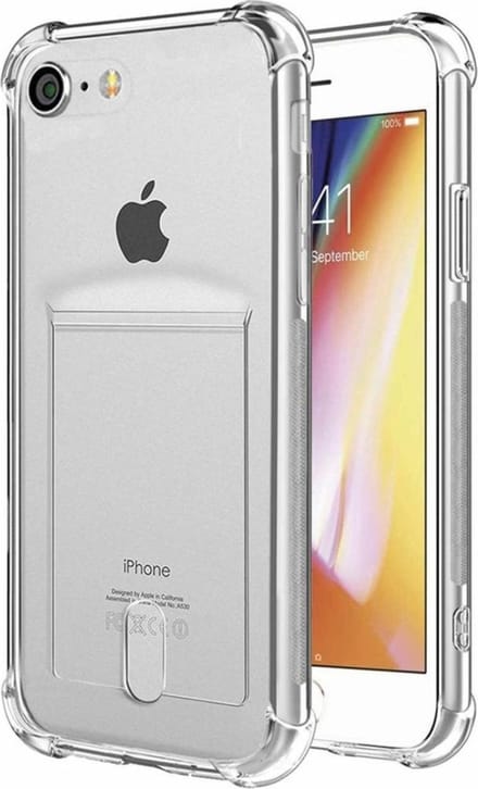 Geschikt voor YPCd® Apple iPhone 7 - 8 Pasjeshouder - Shock Case Transparant