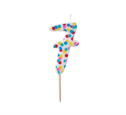 Ginger Ray - Taart Kaars nummer 7 - Polka dot - Stippels - Gekleurd