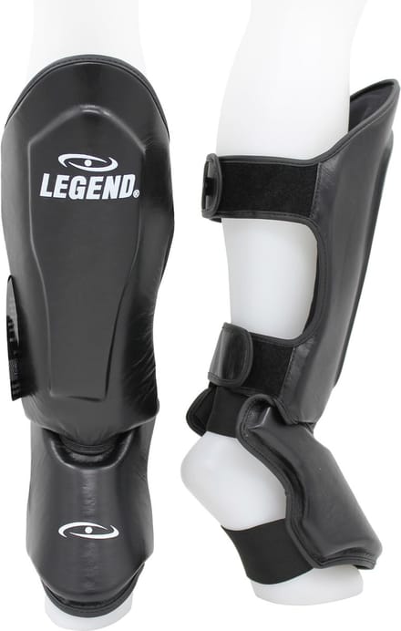 Kickboks Scheenbeschermers Heren/Dames Zwart Leer XS