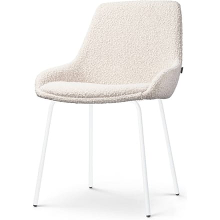 Nolon Nora-Isa Eetkamerstoel Bouclé Beige - Stof - Wit Onderstel - Design - Scandinavisch - Comfortabel