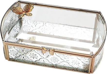 Glazen Sieradendoos - Decoratieve Opberger - Sieraden Presenteren - Gouden Metalen Frame - Groot Formaat - Goud