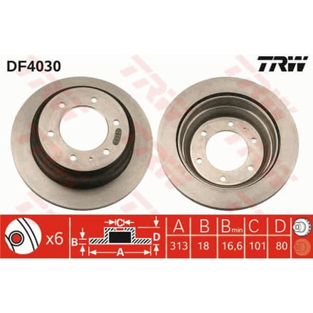 Remschijf TRW DF4030 achter, geventileerd, 1 Stuk