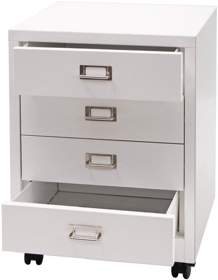 Rolcontainer MCW-L49, ladekast Stalen kast Archiefkast, metaal 55x40x41cm 4 laden ~ wit