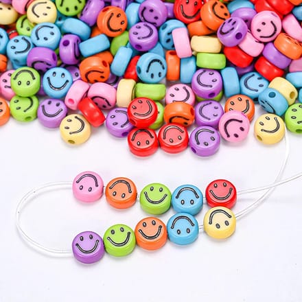PLAY IT Smiley Kralen 300 stuks - 7 mm - Inclusief Elastisch Draad