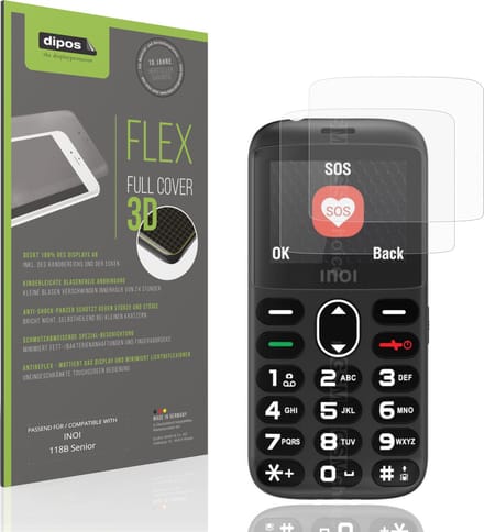 dipos FLEX – 2x Matte Screenprotector geschikt voor INOI 118B Senior | Volledige Schermbescherming | Case-Friendly