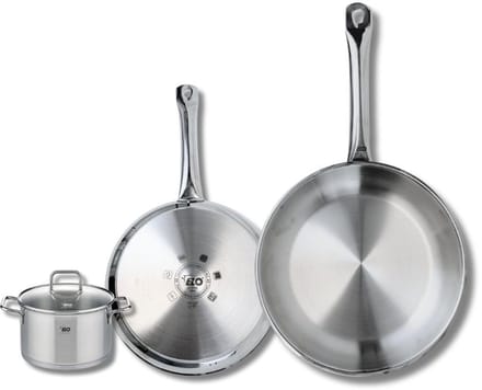 Set van 2 Koekenpannen 24 en 28 cm en 1 kookpan 12 cm Elo Profi Citrin