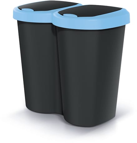 Compacta B Duo - Prullenbak - 40L - één compartiment twee deksels - blauw/zwart
