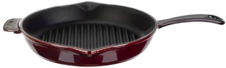 Lava Premium - Grillpan - Geëmailleerd Gietijzer - Ø 28 cm - Met Grillribben - Rood