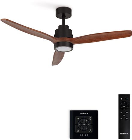 CREATE - Stille plafondventilator van 40 W met technische ABS-bladen, verkrijgbaar in verschillende maten - M - Met licht - Controller voor wandmontage - WIND STYLANCE