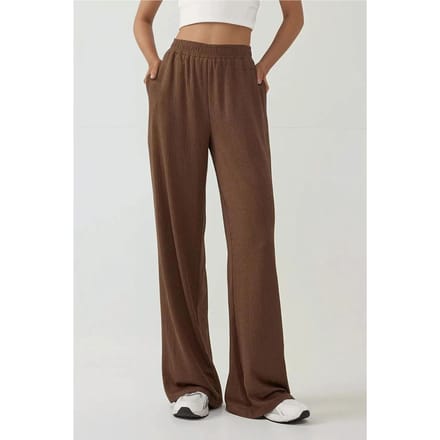 Brede Leg Textuur Gebreide Broek