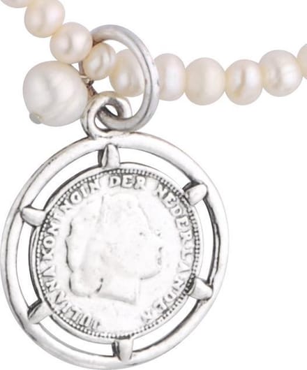 Behave - Lange parelketting - Munt hanger - Klassieke look dames