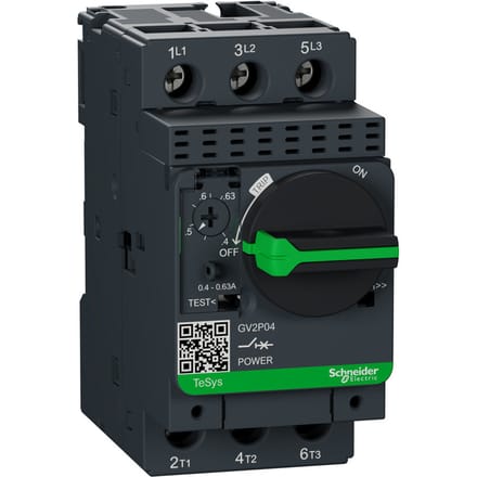 Schneider TeSys Gv2p04 Motor Circuitbreaker 0.4-0.63A - Gv2p04