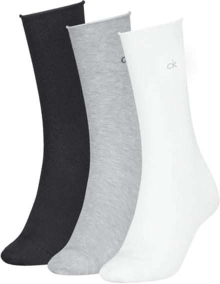 Calvin Klein Damessokken Classic Rolltop 3-Pack Wit/Grijs/Zwart