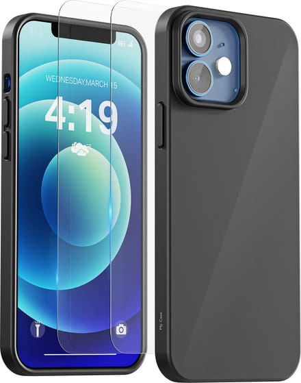 Hoesje geschikt voor iPhone 12/12 Pro Zwart - 2x screenprotector - beschermglas screen protector- Anti Shock case