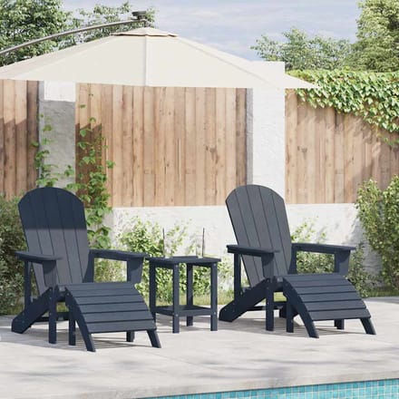 vidaXL - Tuinstoel - 3 - st - Marineblauw - Polyetheen