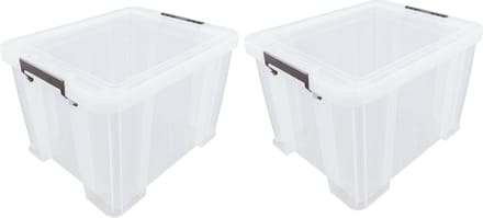 Whitefurze - 2x - Opbergbox - 36 liter - Transparant - 47 x 38 x 31 cm
