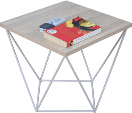 FutuStal - Stalen Draden Tafel - Mat Wit - Dąb Sonoma