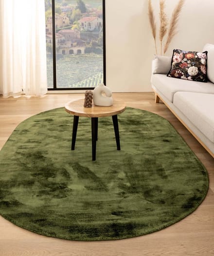 Viscose vloerkleed ovaal - Glamour groen 120x180