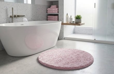 FLOORDIREKT Badmat SKY - Badmat in Vierkant & Rond - Antisliprug - Roze - Rond - 120 cm