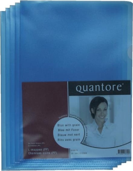 Insteekmap L-model Quantore * A4 L-map * Blauw * PP * 0.12mm dik * 100 stuks