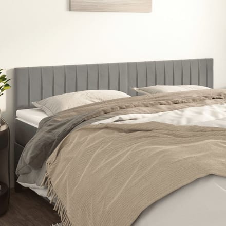 vidaXL - Hoofdborden - 200x5x78/88 - cm - fluweel - lichtgrijs
