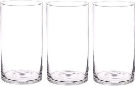 Bellatio flowers & plants Vaas - 3x - cilinder - transparant - glas - 16 x 30 cm - bloemenvaas