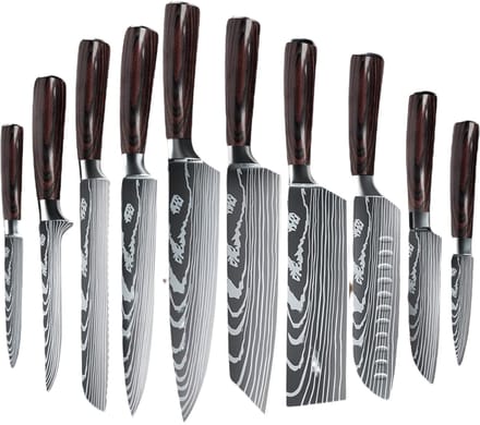 Nolad® Professionele Keukenmessen - 10-delige Messenset - japanse messen - Messensets