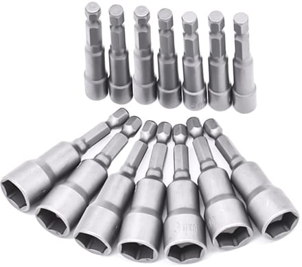 Set van 14 magnetische zeshoekige dopsleutels 6-19 mm voor boren en schroeven